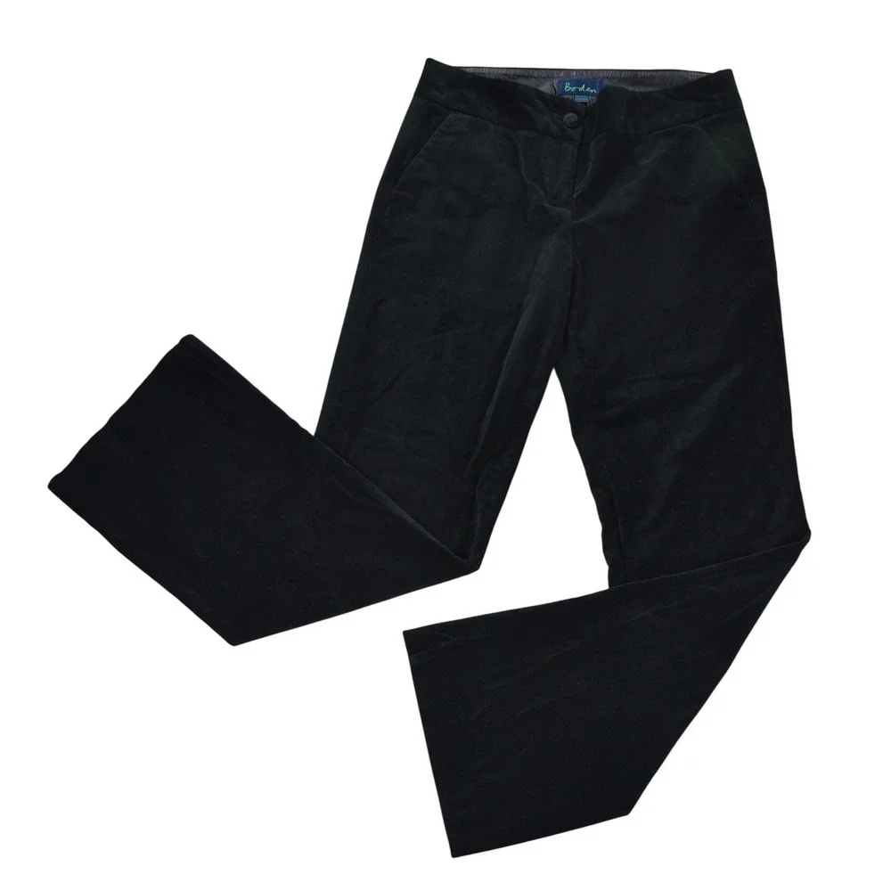 Boden Womens Black Velvet Bootcut Trousers Mid Rise Dress Pants Size 10R